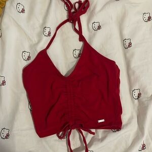 Cute red tank top with scrunch in the middle